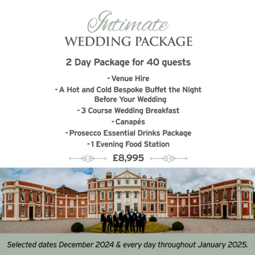 Intimate Wedding Package details, 2 day package for 40 guests, click to visit wedding packages page